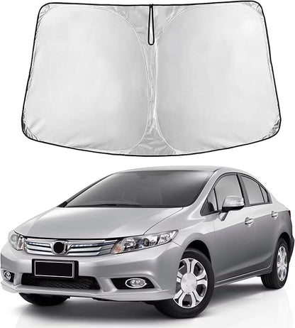EcoNour Windshield Sun Shade for Honda Civic 2006–2011 | Front Window Sunshade | Foldable Car Sun Protector | Blocks UV Rays & Keeps Interior Cooler