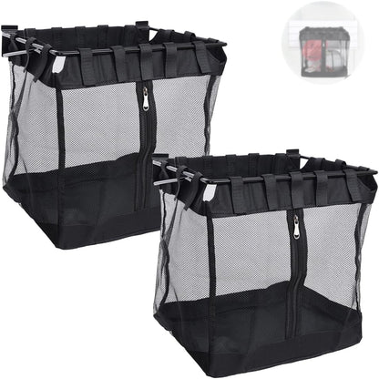 2Pcs Large Slatwall Baskets Mesh Slatwall Baskets with Zipper Mounted Storage Baskets Hanging Slatwall Accessories for Shops Rooms Storage Display Organizing(16 * 12 * 16inch)