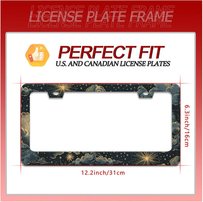 Beautiful Night Starry Sky License Plate Frame Nebula Stars License Plate Holder Funny Personalise Car Stainless Stee Decorative Parts for Standard Us Canada Vehicles 12x6 Inch for Women Men
