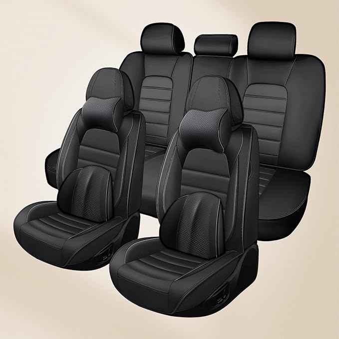 Car Seat Cover Fit for Honda CR-V 2014-2026 Waterproof Seat Covers,Nappa Faux Leather Breathable and Comfortable,Car Seat Protector Car Interior Accessories (Full Set) Black