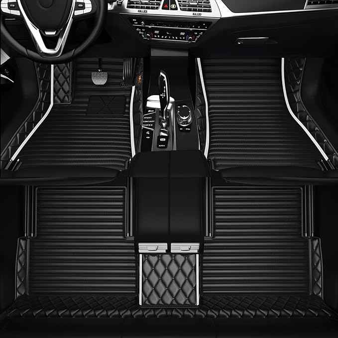 Customized Personalized car Floor MATS Luxury Full-Body car Floor mats are Suitable for 99% of Vehicle Models (Pickup Trucks/SUVs/sedans) and Offer Personalized Text Customization (White1+1)