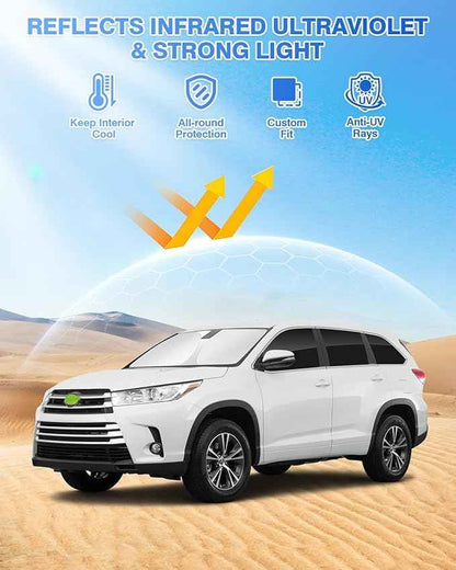 Sunshades for Toyota Highlander 2014-2019 Accessories Windshield Sun Shade Side Rear Window Shade Cover Sun Visor Shield Privacy Protection Keep Vehicle Cool Black 8PCS