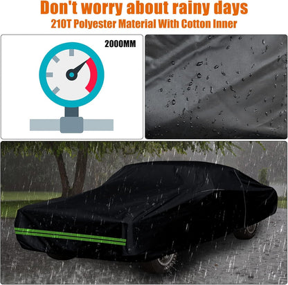 Waterproof Car Cover Compatible with Chevrolet Chevelle Malibu SS Sedan/Coupe 1964-1967 1968-1972 210T All Weather Classic Car Covers with Zipper Door for Snow Rain Dust Protection