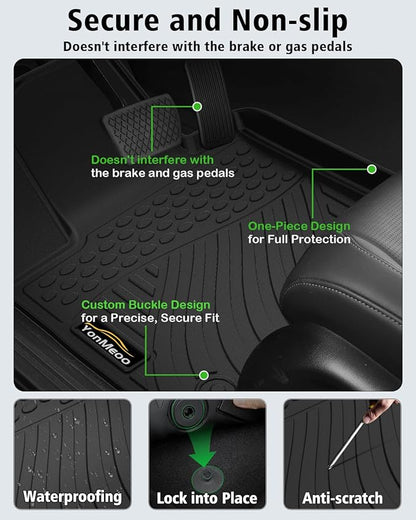 Floor Mats Fit for Kia Sorento Hybrid 2021-2025 2026 (PHEV&HEV) Trunk Mat with Backrest Mat All Weather TPE Rubber Cargo Liner Back Seat Protector Full Set for Sorento 2025 Plug-in Hybrid Accessories