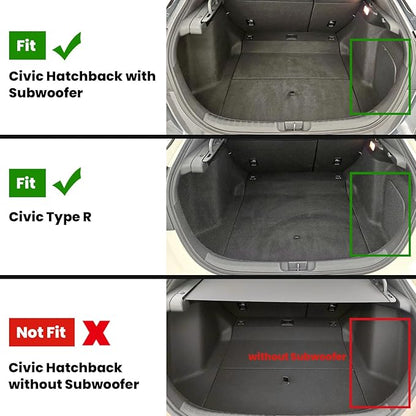 LASFIT Floor Mats & Trunk Mat for 11th Gen Honda Civic Hatchback(Not for Hybrid) 2026 2025 2024 2023 2022, All Weather Custom Fit TPE Car Floor Liners,1st & 2nd Row & Trunk Liner (Fit with Subwoofer)