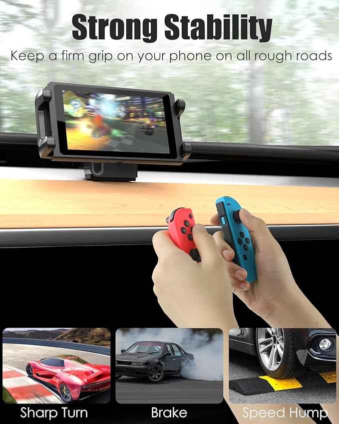 Charchendo Car Game Consoles Mount for Tesla Model Y/3, Air Vent Holder for Switch Tablet Phone with Anti-Drop Shake Road Trip Essentials Compatible with Switch, iPad 12.9, Phones More Devices 4-13''