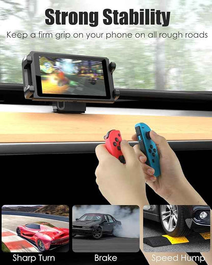 Charchendo Car Game Consoles Mount for Tesla Model Y/3, Air Vent Holder for Switch Tablet Phone with Anti-Drop Shake Road Trip Essentials Compatible with Switch, iPad 12.9, Phones More Devices 4-13''