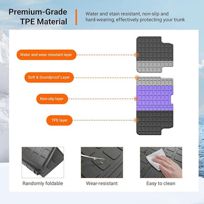 powoq 8 Seats Cargo Mat Compatible with 2016-2022 Honda Pilot Trunk Mat TPE Cargo Liner Trunk Liner 2nd Back Seat Protector Replacement for 2016-2022 Honda Pilot Accessories