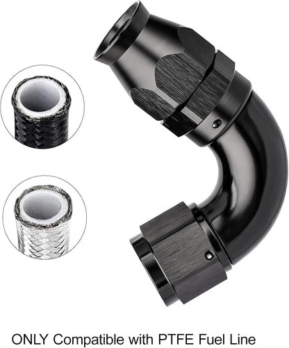 EVIL ENERGY 12AN 120 Degree PTFE One Piece Full Flow End Hose Fitting Aluminum Black