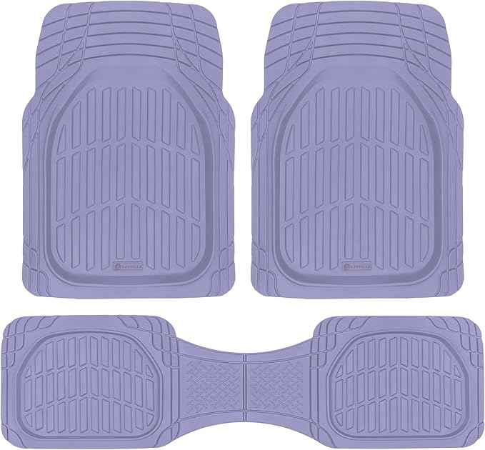 CARBELLA Rubber 4-Piece Purple Car Floor Mats - Universal Trim To Fit All Weather Purple Car Accessories - Girl Car Accessories for Women & Cute Car Mats for Women Lavender Girly Car Decor Truck & SUV