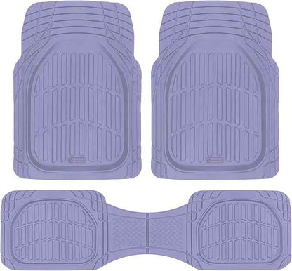 CARBELLA Rubber 4-Piece Purple Car Floor Mats - Universal Trim To Fit All Weather Purple Car Accessories - Girl Car Accessories for Women & Cute Car Mats for Women Lavender Girly Car Decor Truck & SUV