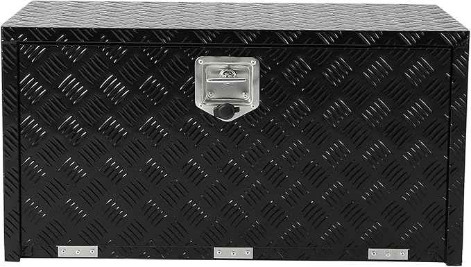 Heavy Duty Aluminum Truck Bed Tool Box,Diamond Plate Waterproof Underbody Toolbox with Sliding Shelf, Lock & Keys, Side Handle, Storage Organizer Chest for Pickup Truck, RV Trailer, Cargo Vehicles