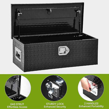 AUTOSAVER88 30 Inch Truck Bed Tool Box, Heavy Duty Aluminum Diamond Plate Tool Box Chest, Waterproof Chest Storage Box with Sliding Shelf and Lock for Trucks, Trailers, RVs, Warehouses