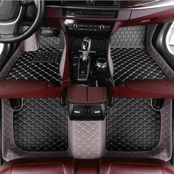 MAEVEN Customized Leather car Floor mats Suitable for 99% of car Models All-Weather Protection Waterproof Anti Slip Men's Women's car Liners (Grey+Black)