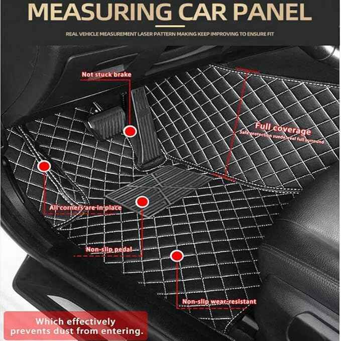 TREGOO All-Weather Anti Slip Floor mat is Suitable mats for floo of All for Tesla Models from 2012 to 2025 (Black Double Splicing)