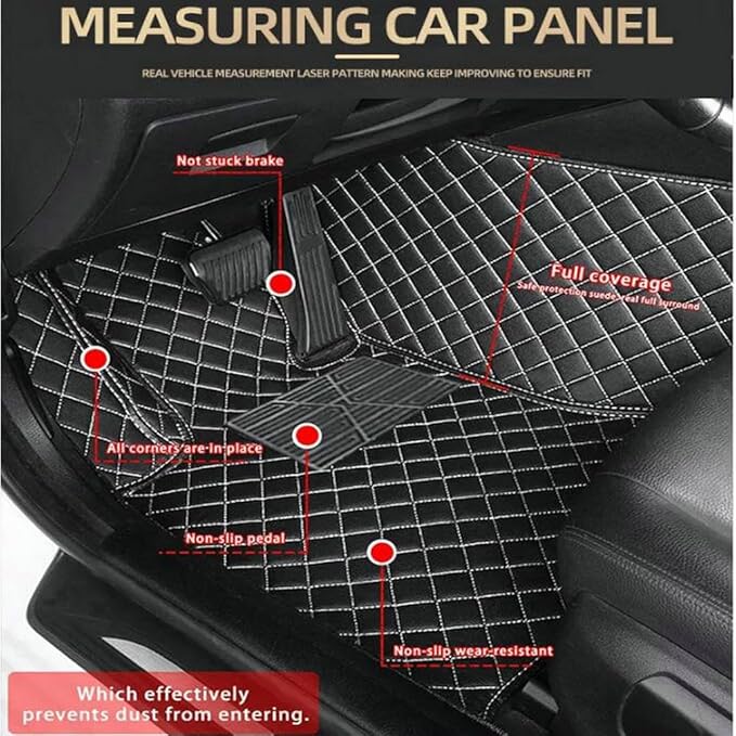 TREGOO All-Weather Anti Slip Floor mat is Suitable mats for floo of All for Tesla Models from 2012 to 2025 (Edge Beige, Black Beige)