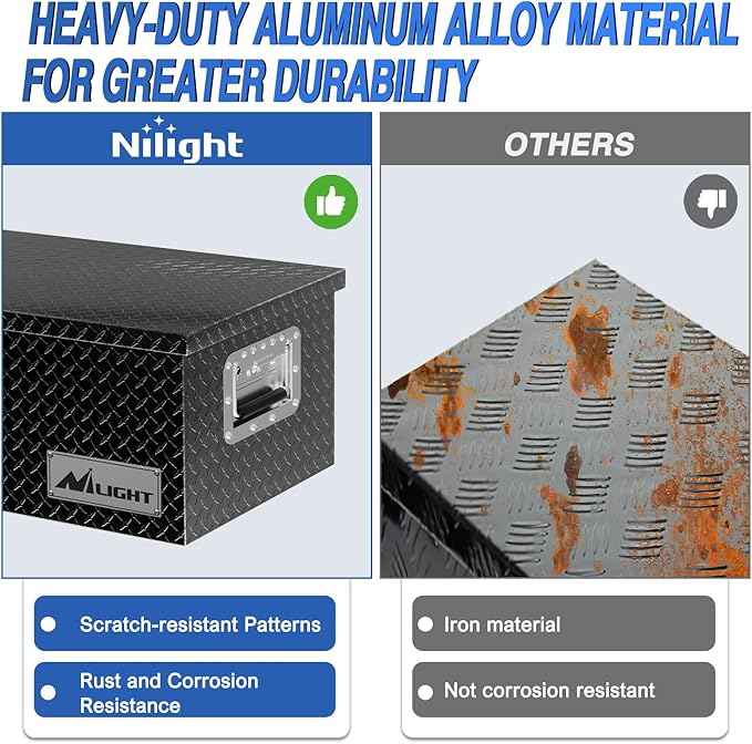 Nilight 30 Inch Truck Tool Box Heavy Duty Aluminum Diamond Plate Truck Bed Toolboxes 30''X13''X9.6'' Waterproof Pick-Up Storage Tool Boxes for Bed of Truck RV Trailer with Side Handle Lock Keys, Black
