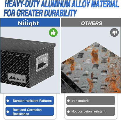 Nilight 30 Inch Truck Tool Box Heavy Duty Aluminum Diamond Plate Truck Bed Toolboxes 30''X13''X9.6'' Waterproof Pick-Up Storage Tool Boxes for Bed of Truck RV Trailer with Side Handle Lock Keys, Black