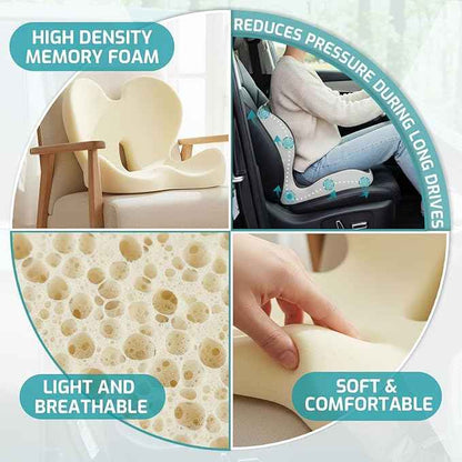 Trucker Seat Cushion, Car Seat Cushions with Lumbar Support Pillow, Ergonomic L-Shaped Orthopedic Memory Foam Pad for Long Driving Back Pain Sciatica Relief, Drivers Office Workers (Black+LGrey)