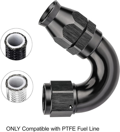 EVIL ENERGY 12AN 150 Degree PTFE One Piece Full Flow End Hose Fitting Aluminum Black