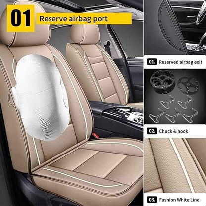 YORKNEIC Fit for Cadillac STS Seat Covers 2005-2011: Waterproof Leather 2 Front Car Seat Covers (2 Front Seat, Beige)