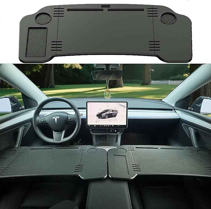 Car Desk for Tesla Model 3 Y, Foldable Tesla Desk for Laptop, Car Table Tray for Tesla Passenger Seat, Tesla Table Travel Tray for Kids, Food & Tablets, Tesla Tray Long Trip Essentials