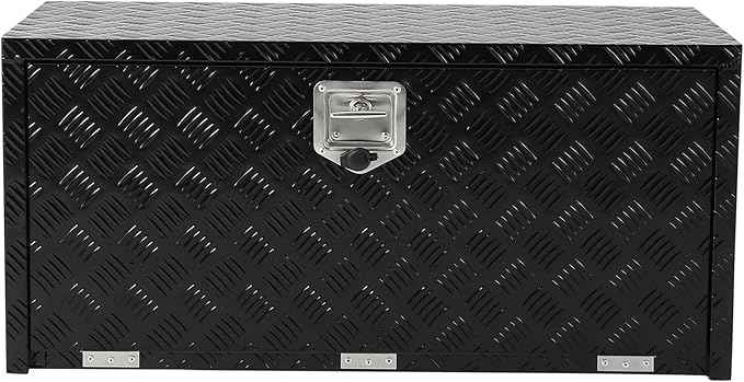 Garvee 30 Inch Heavy Duty Aluminum Tool Underbody Box, Waterproof Square Truck Storage Organizer Chest for Pick Up Truck Bed, Rv Trailer (30" X 18" X 18" - Black)