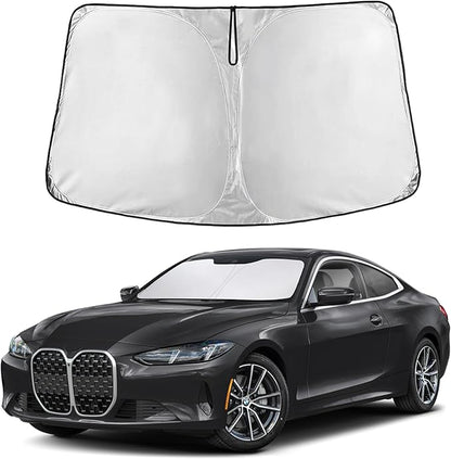 EcoNour Windshield Sun Shade for BMW 4 Series 2021–2025 | Front Window Sunshade | Foldable Car Sun Protector | Blocks UV Rays & Keeps Interior Cooler