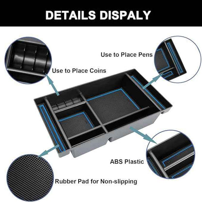 PIMCAR Center Console Organizer Compatible with 2019-2022 Chevy Silverado 1500/GMC Sierra 1500 & 2020-2023 Chevy Silverado/GMC Sierra 2500 HD/3500 HD (Full Console w/Bucket Seats ONLY) Blue Trim