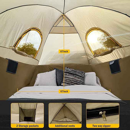 Pickup Truck Tent with Awning Shade,Waterproof PU5000mm Oxford for 5.5-6.3 FT Truck Bed for Camping Travel Outdoor Activities for Chevy Silverado 1500,Ram 1500/Dakota,F150,GMC 1500,Titan,Tundra