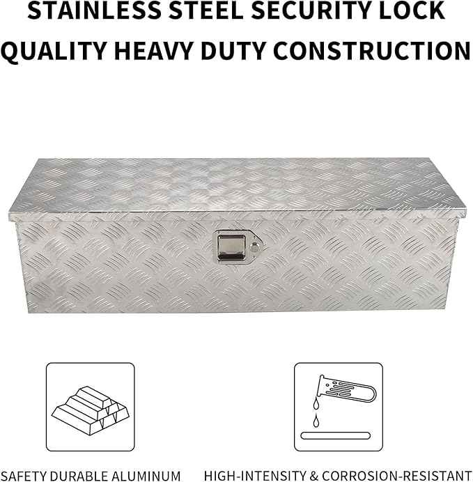 39 Inch Aluminum Tool Box 5 Bar Tread ToolBox for Truck Bed Car Outdoor Trailer Pickup Underbody RV ATV Storage Underbed Tools Organizer with Lock and Keys,Silver (39"X13"X10")
