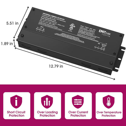 EMITEVER 384W Dimmable LED Driver, 24V 5-in-1 Dimmable Power Supply,4-Channels AC to DC Transformer for LED Light, Compatible with Lutron and Leviton Dimmer, Waterproof IP67 and UL Listed, Class 2