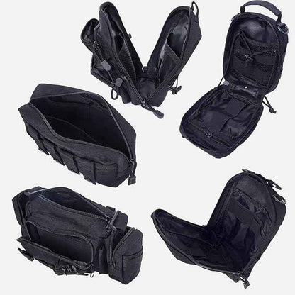 Universal Tactical Car Seat Back Organizer Bag Tactical Molle Vehicle Organizers Panel Vehicle Protector Organizers with 5 Detachable Pouches for Car Truck Ford Jeep (Model A-Black)