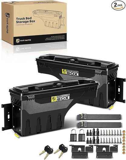 YHTAUTO Set of 2 Truck Bed Storage Tool Box Lockable Compatible with 2015-2023 Chevrolet Colorado GMC Canyon, 2019-2021 Fits 74" Bed, Swing Waterproof Wheel Well ToolBox
