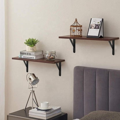 8 Pack L16 x H 10" Black Heavy Duty Shelf Brackets with Screws Metal Shelf Brackets Shelf Support Angle Brackets for Shelves L Brackets Heavy Duty Floating Shelf
