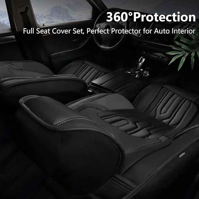YORKENIC Fit for Ford Fusion Seat Covers Front Set 2010-2020: Breathable Leather Car Seat Covers Compatible Airbag (2 Front Set, Black)