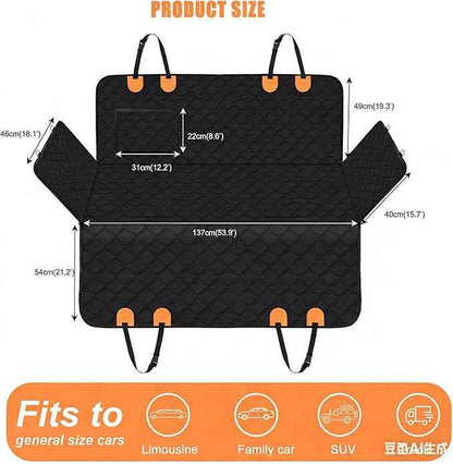 Large Dog Car Seat Cover for Back Seat with Mesh Viewing Window, Waterproof Quilted Hammock Style, Upgraded PU Leather Back Seat Extender with Hard Bottom Holds 400LBS,for Car, SUV, Small Truck