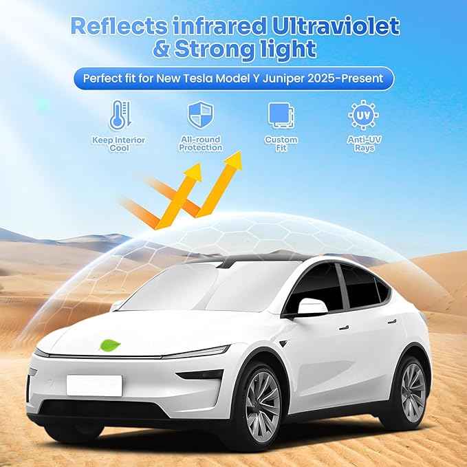 Window Shades for 2025 2026 New Tesla Model Y Juniper Accessories Windshield Sun Shade Side Rear Window Covers Sunshade Sun Visor Shield Privacy Protection for Camping Keep Car Cool Black 8PCS