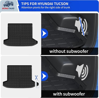 Rongtaod Floor Mats Compatible with 2022-2026 Hyundai Tucson Cargo Mat TPE Trunk Mat Cargo Liner All Weather Back Seat Cover Protectors 2025 Tucson Accessories (Backrest Mats+Trunk mat+Floor Mats)