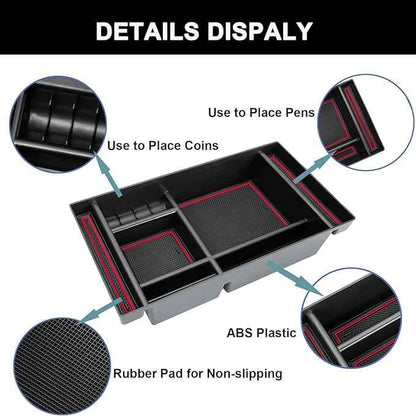 PIMCAR Center Console Organizer Compatible with 2019-2022 Chevy Silverado 1500/GMC Sierra 1500 & 2020-2023 Chevy Silverado/GMC Sierra 2500 HD/3500 HD (Full Console w/Bucket Seats ONLY) Red Trim