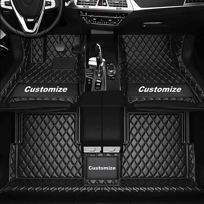 Customized Personalized car Floor MATS Luxury Full-Body car Floor mats are Suitable for 99% of Vehicle Models (Pickup Trucks/SUVs/sedans) and Offer Personalized Text Customization (Black)