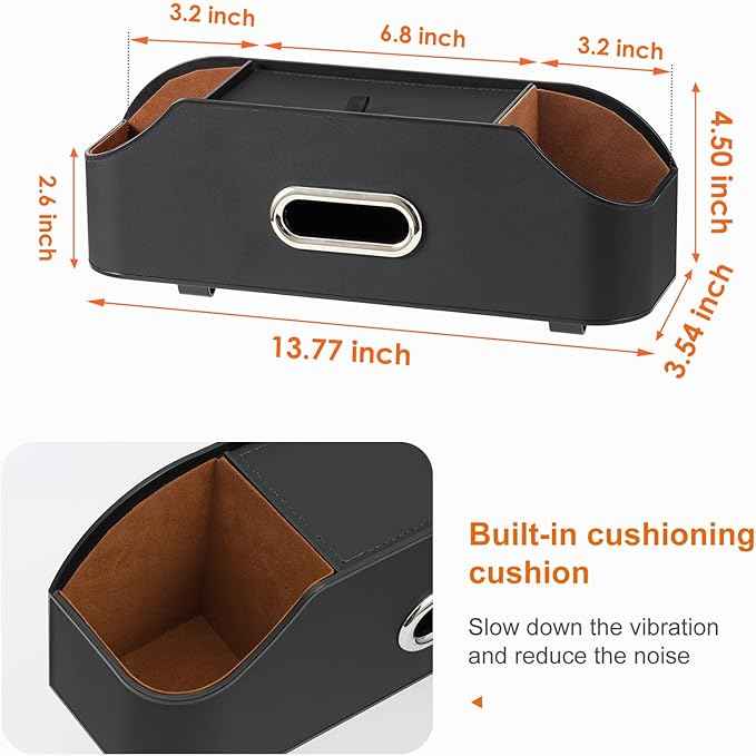 Car Rear Backseat Extra Multifunctional Drink Cup Holder Organizers With Tissue Storage Box Organizer & Hooks For Car Seat Back. Black