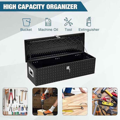 Aluminum Truck Tool Box Jobsite Storage Box Toolbox Chest Cabinet Heavy Duty Truck Bed Toolbox Gangboxes Tools Organizer Pick Up Truck Bed RV Trailer With Side Handles
