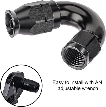 EVIL ENERGY 4AN 150 Degree PTFE One Piece Full Flow End Hose Fitting Aluminum Black
