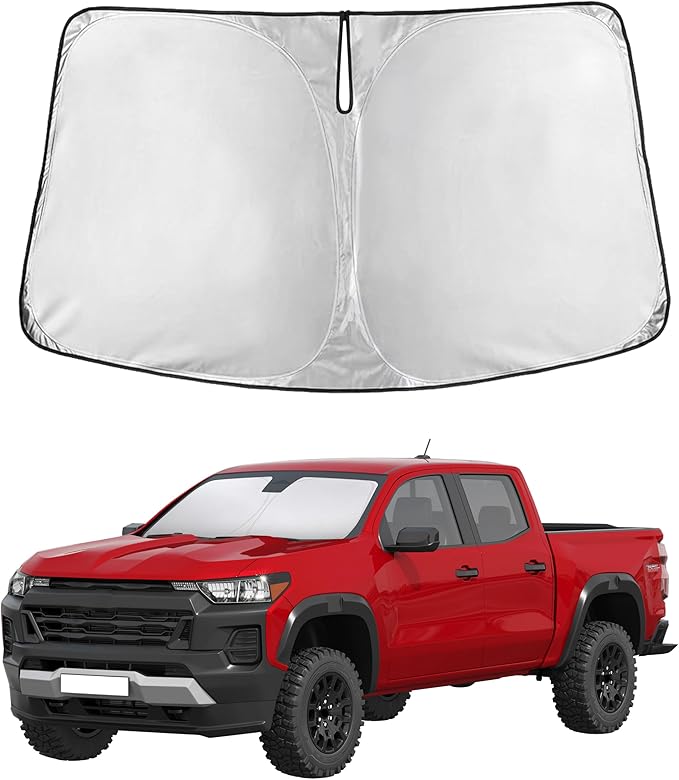 EcoNour Windshield Sun Shade Compatible for Chevrolet Colorado 2023–2026 | Pickup Truck Front Window Sunshade | Foldable Sun Visor Protector | UV & Heat Blocking | Keeps Interior Cool