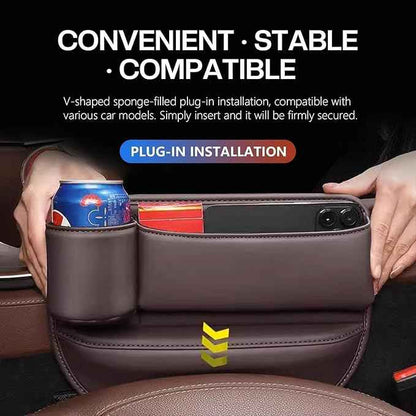 2 Packs Car Seat Gap Filler Organizer for Tesla Model X 2016-2025, Leather Seat Storage Box Cup Holder, Phone, Keys, Sunglasses, Cards, Small Items, Car Accessories, Brown