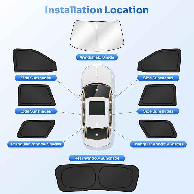 Sunshades for 2025 2026 Ford Expedition Accessories Windshield Sun Shade Side Rear Window Shade Cover Sun Visor Shield Privacy Protection for Camping Keep Vehicle Cool Black 8PCS