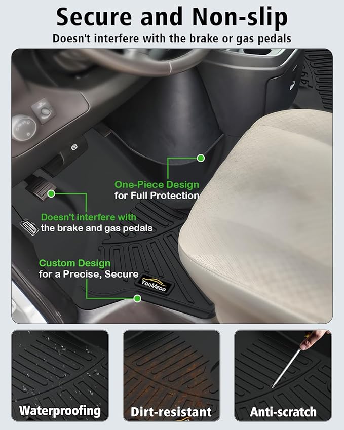 Floor Mats Custom for Chevy Express & GMC Savana 2015-2023 All Weather TPE Rubber Protection 1st Row Anti-Slip Automotive Floor Liners for Chevrolet Express 1500/2500/3500 Van Accessories- 1 PCS