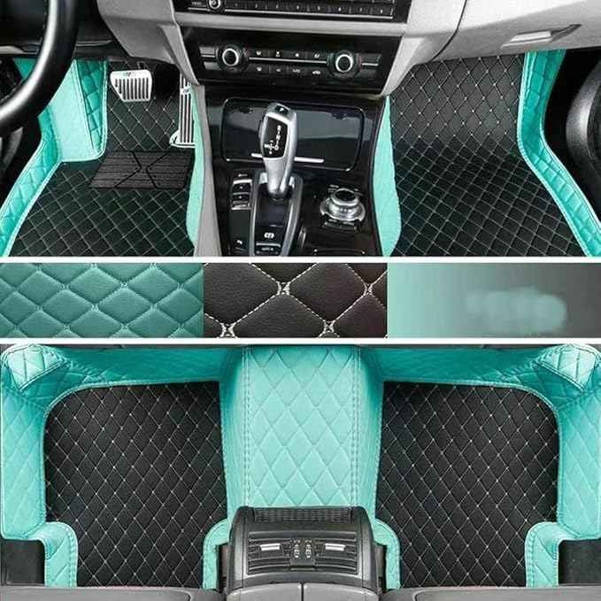Yaruicar Custom Car Floor Mats for 2002-2026 Cadillac ATS CTS CT6 DTS Escalade Lyriq GT4 Optiq SRX SLS XT4 XT5 XT6 XTS Car Full Coverage Non-Slip Floor Liners (Light Blue Black Beige)