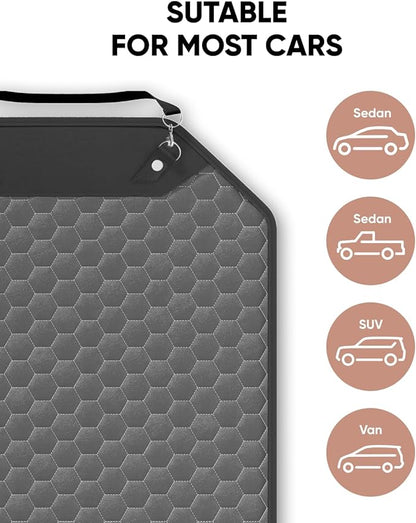 Owleys Kick Mat Back Seat Protector - Car Back Seat Cover for Kids Feet - Waterproof & Sturdy Protector for Upholstery from Dirt, Mud, Scratches and Stain (Gray 2 pc)